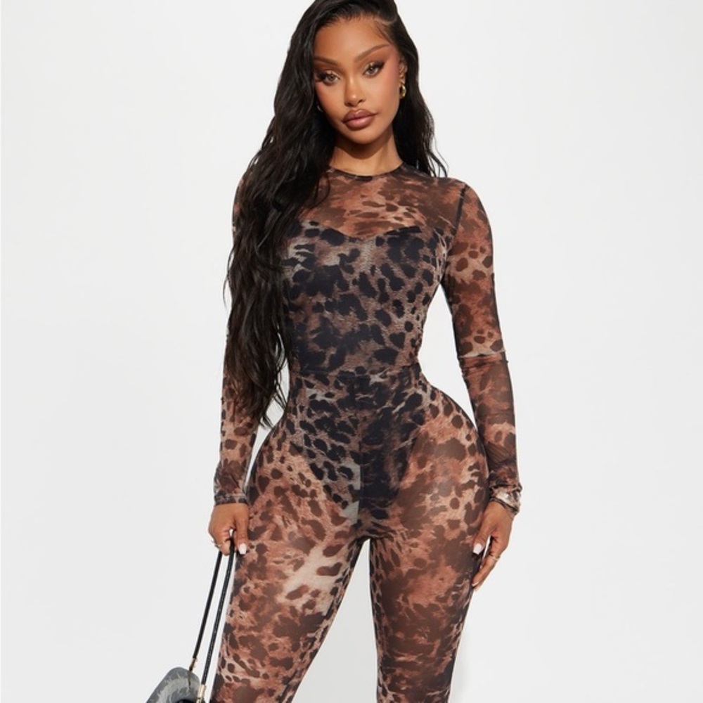 Fashion Nova Leopard Print Jumpsuit